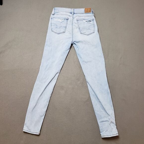 American Eagle next level Stretch Size 0 regular Hi-Rise distressed Jegging - Picture 2 of 16